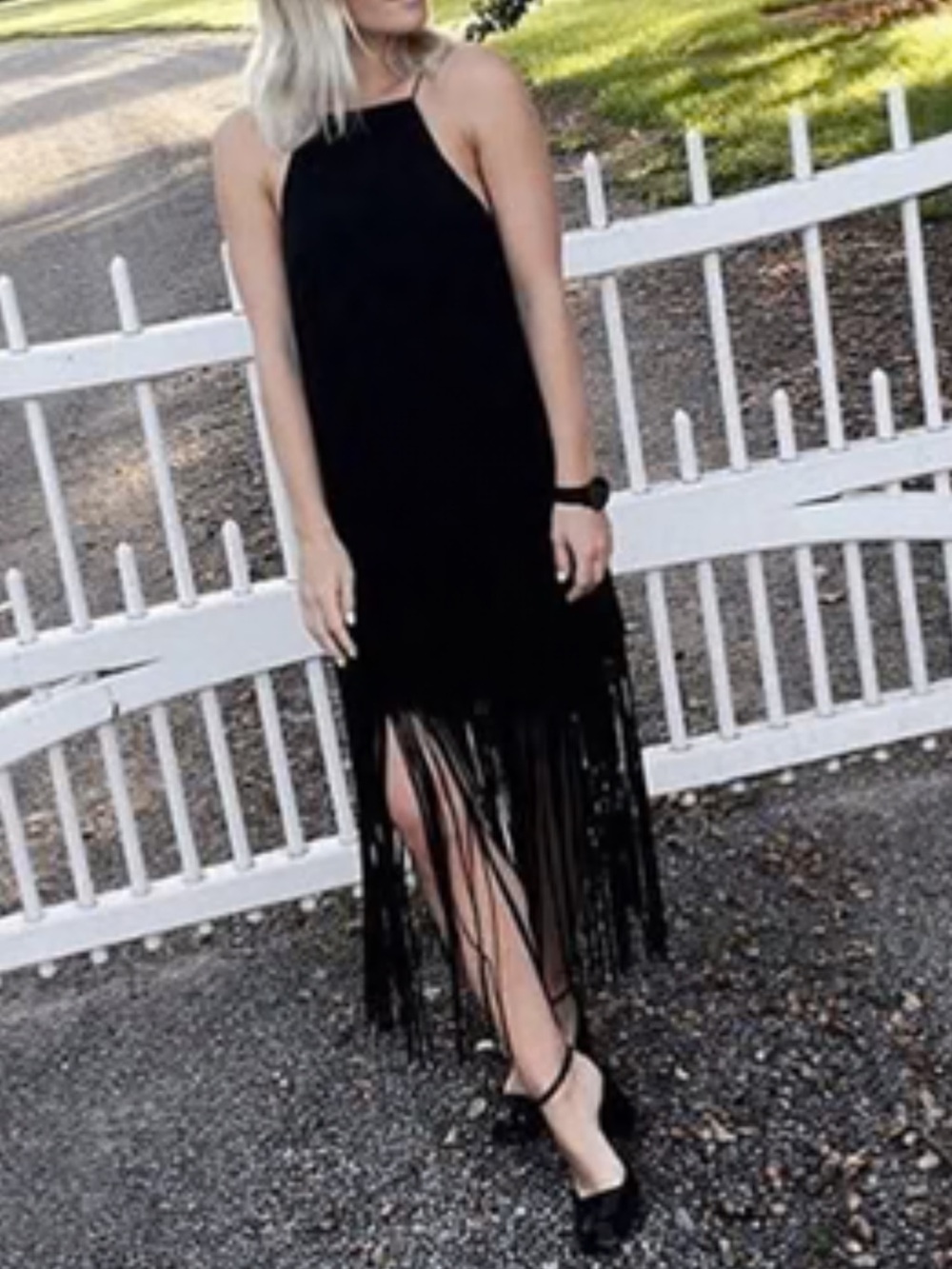 Elegant Black Fringe Dress